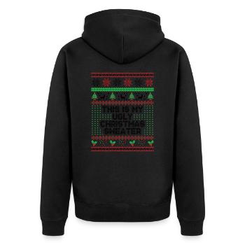 Das ist mein hässlicher Weihnachtspullover - Unisex Premium Bio Zip Hoodie - Schwarz - Hinten - Nico (187cm)