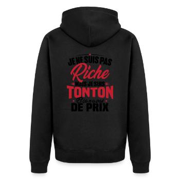 Je ne suis pas riche mais je suis tonton - Veste à capuche bio Premium Unisexe - noir - Dos - Nico (187cm)
