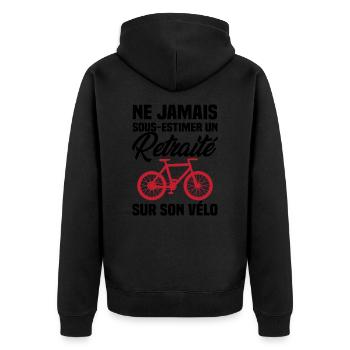 Ne jamais sous estimer un retraité sur son vélo - Veste à capuche bio Premium Unisexe - noir - Dos - Nico (187cm)