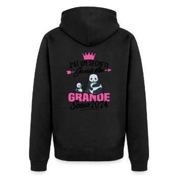 J'ai un secret Je Vais Être Grande Soeur 2024 - Veste à capuche bio Premium Unisexe - noir - Dos - Nico (187cm)