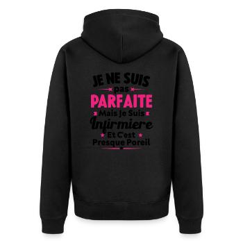 Pas parfaite mais je suis Infirmière - Veste à capuche bio Premium Unisexe - noir - Dos - Nico (187cm)