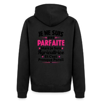 Pas parfaite mais je suis Agricultrice - Veste à capuche bio Premium Unisexe - noir - Dos - Nico (187cm)