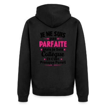 Pas parfaite mais je suis collègue - Veste à capuche bio Premium Unisexe - noir - Dos - Nico (187cm)