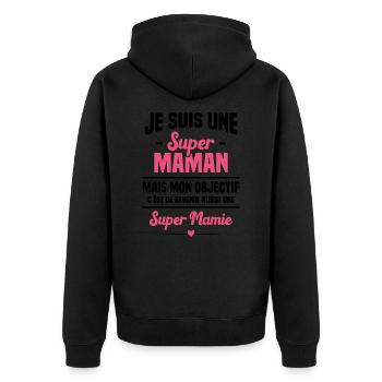 Mon objectif c'est de devenir une super mamie - Veste à capuche bio Premium Unisexe - noir - Dos - Nico (187cm)