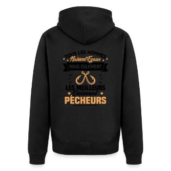 Les meilleurs hommes deviennent Pêcheurs - Veste à capuche bio Premium Unisexe - noir - Dos - Nico (187cm)