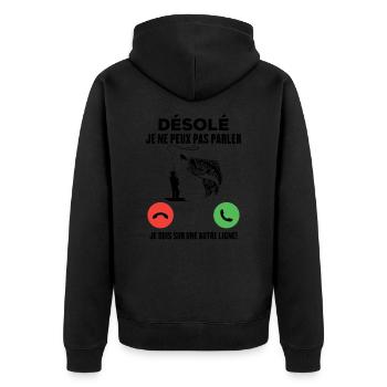 Je ne peux pas parler, je suis sur une autre ligne - Veste à capuche bio Premium Unisexe - noir - Dos - Nico (187cm)