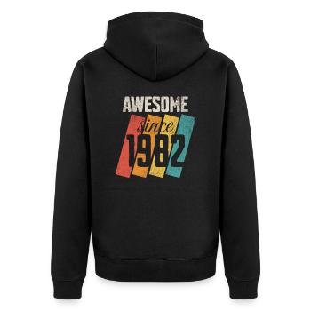 Awesome since 1982 40. Geburtstag - Unisex Premium Bio Zip Hoodie - Schwarz - Hinten - Nico (187cm)