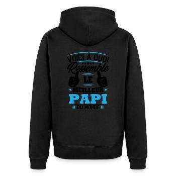 Voici à quoi ressemble le meilleur papi du monde - Veste à capuche bio Premium Unisexe - noir - Dos - Nico (187cm)