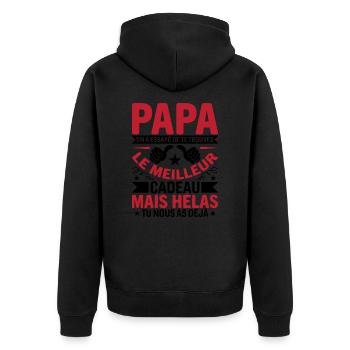 Papa on a essayé de te trouver le meilleur cadeau - Veste à capuche bio Premium Unisexe - noir - Dos - Nico (187cm)