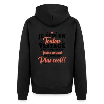 Je suis tonton vintage c'est comme tonton normal - Veste à capuche bio Premium Unisexe - noir - Dos - Nico (187cm)