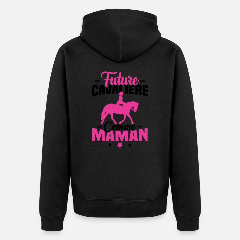 Future cavalière comme maman - Veste à capuche bio Premium Unisexe - noir