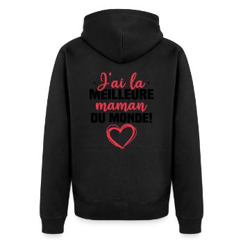 J ai la meilleure maman du monde - Veste à capuche bio Premium Unisexe - noir - Dos - Nico (187cm)