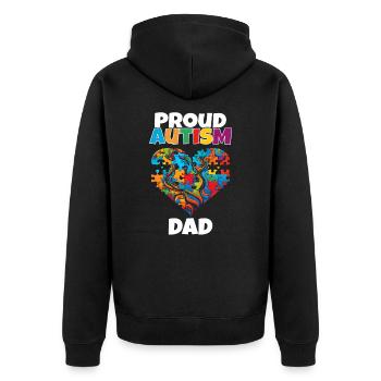 World Autism Day 2023 Proud Papa - Unisex Premium Organic Zip Hoodie - black - Back - Nico (187cm)