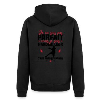 Pas parfait mais handballeur - Veste à capuche bio Premium Unisexe - noir - Dos - Nico (187cm)