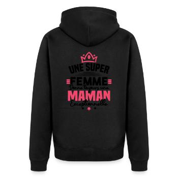 Une super femme donne une maman exceptionnelle - Veste à capuche bio Premium Unisexe - noir - Dos - Nico (187cm)