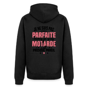 Je ne suis pas parfait mais je suis motard - Veste à capuche bio Premium Unisexe - noir - Dos - Nico (187cm)