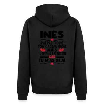 Inès j'ai pas trouvé ton cadeau idéal... - Veste à capuche bio Premium Unisexe - noir - Dos - Nico (187cm)