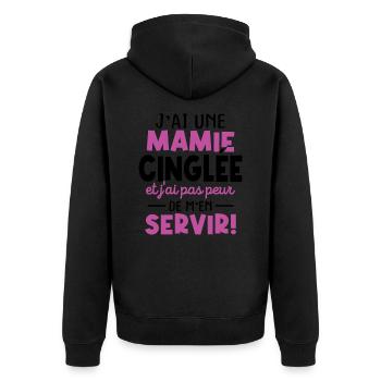 J'ai une mamie cinglée et je peux m'en servir - Veste à capuche bio Premium Unisexe - noir - Dos - Nico (187cm)