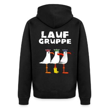 Lauf Gruppe Training Laufen Joggen Sport Jogger - Unisex Premium Bio Zip Hoodie - Schwarz - Hinten - Nico (187cm)