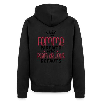 Femme parfaite avec plein de jolis défauts - Veste à capuche bio Premium Unisexe - noir - Dos - Nico (187cm)
