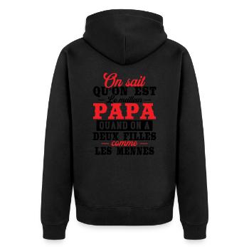 Qu'on est le meilleur papa quand on a deux filles - Veste à capuche bio Premium Unisexe - noir - Dos - Nico (187cm)