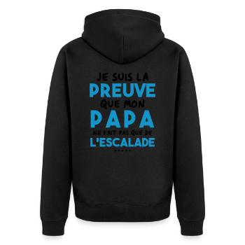 Preuve que papa ne fait pas que de l'escalade - Veste à capuche bio Premium Unisexe - noir - Dos - Nico (187cm)
