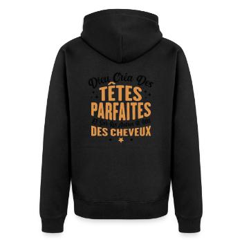 Dieu créa des têtes parfaites - Veste à capuche bio Premium Unisexe - noir - Dos - Nico (187cm)