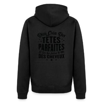 Dieu créa des têtes parfaites - Veste à capuche bio Premium Unisexe - noir - Dos - Nico (187cm)