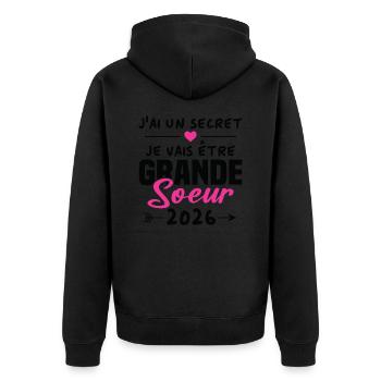 Je Vais être Grande Soeur 2026 - Veste à capuche bio Premium Unisexe - noir - Dos - Nico (187cm)