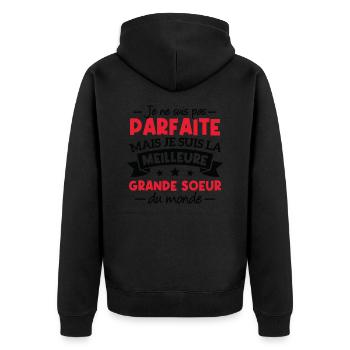 Je suis la meilleure grande soeur du monde - Veste à capuche bio Premium Unisexe - noir - Dos - Nico (187cm)