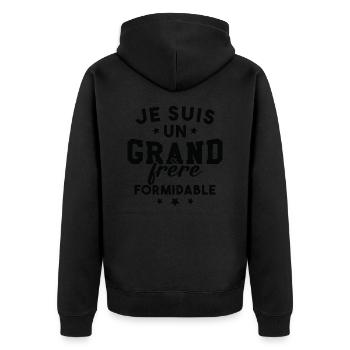 Je suis un Grand frère formidable - Veste à capuche bio Premium Unisexe - noir - Dos - Nico (187cm)