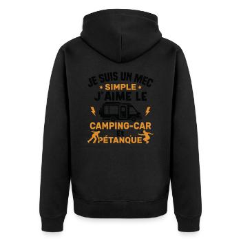 J'aime le camping car et pétanque - Veste à capuche bio Premium Unisexe - noir - Dos - Nico (187cm)