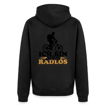Ich Bin Selten Radlos Fahrrad Fahrradfahrer Männer - Unisex Premium Bio Zip Hoodie - Schwarz - Hinten - Nico (187cm)
