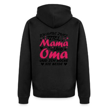 Ich Habe Zwei Titel Mama Und Oma - Unisex Premium Bio Zip Hoodie - Schwarz - Hinten - Nico (187cm)