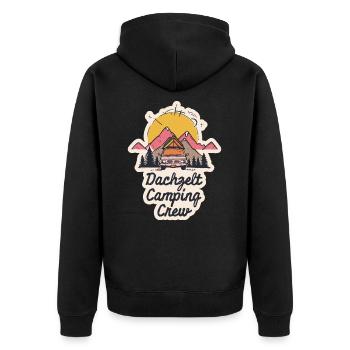 Dachzelt Camping Crew - Unisex Premium Bio Zip Hoodie - Schwarz - Hinten - Nico (187cm)