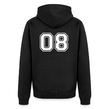 08 - FOOTBALL AMERICAIN - shirt design jersey - Veste à capuche bio Premium Unisexe - noir - Dos - Nico (187cm)