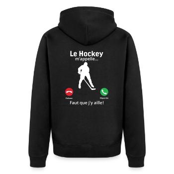 Le Hockey m'appelle faut que j'y aille! - Veste à capuche bio Premium Unisexe - noir - Dos - Nico (187cm)