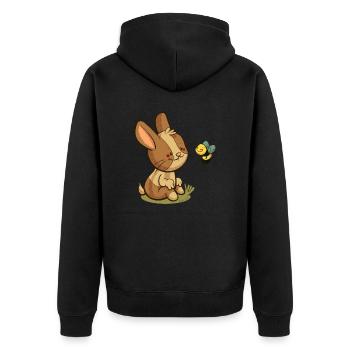 Rabbit and Bee - Unisex Premium Organic Zip Hoodie - black - Back - Nico (187cm)