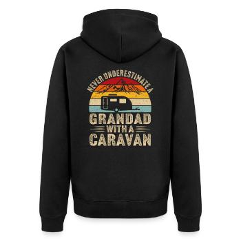 Never underestimate a grandad with a caravan - Unisex Premium Organic Zip Hoodie - black - Back - Nico (187cm)