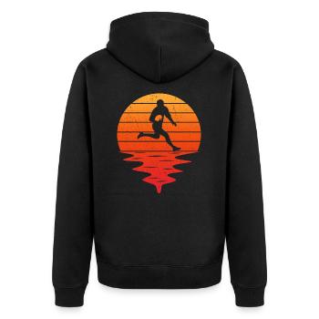 retro sunset rugby t-shirt rugby - Unisex Premium Organic Zip Hoodie - black - Back - Nico (187cm)