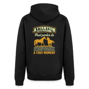 parler de chevaux à tout moment - Veste à capuche bio Premium Unisexe - noir - Dos - Nico (187cm)