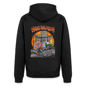 Embrace your Freedom - Unisex Premium Organic Zip Hoodie - black - Back - Nico (187cm)