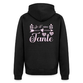 Je t'aime tante, Cadeau tante, cadeau tata. - Veste à capuche bio Premium Unisexe - noir - Dos - Nico (187cm)