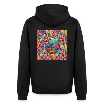 Tierischer Dschungel - Unisex Premium Bio Zip Hoodie - Schwarz - Hinten - Nico (187cm)