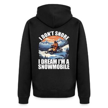I don't snore i dream i'm a snowmobile - Unisex Premium Organic Zip Hoodie - black - Back - Nico (187cm)