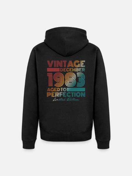 Vintage december 1983 Vintage verjaardag - Uniseks Premium bio ziphoodie - zwart