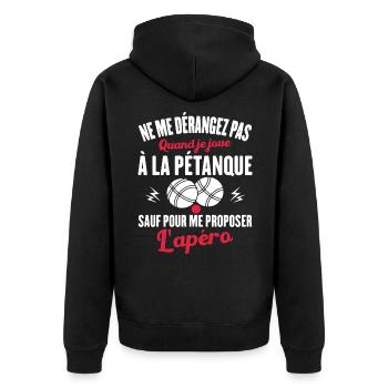 Cadeau Drôle Pour Amoureux De Pétanque Et Apéro - Veste à capuche bio Premium Unisexe - noir - Dos - Nico (187cm)