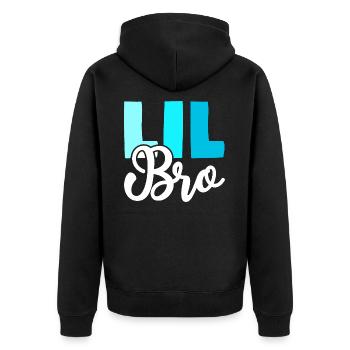 LIL BRO Brother Siblings - Unisex Premium Organic Zip Hoodie - black - Back - Nico (187cm)