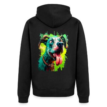 Lustiger Hund - Unisex Premium Bio Zip Hoodie - Schwarz - Hinten - Nico (187cm)