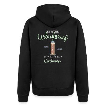 Cuxhaven, Status Urlaubsreif, Deutschland - Unisex Premium Bio Zip Hoodie - Schwarz - Hinten - Nico (187cm)